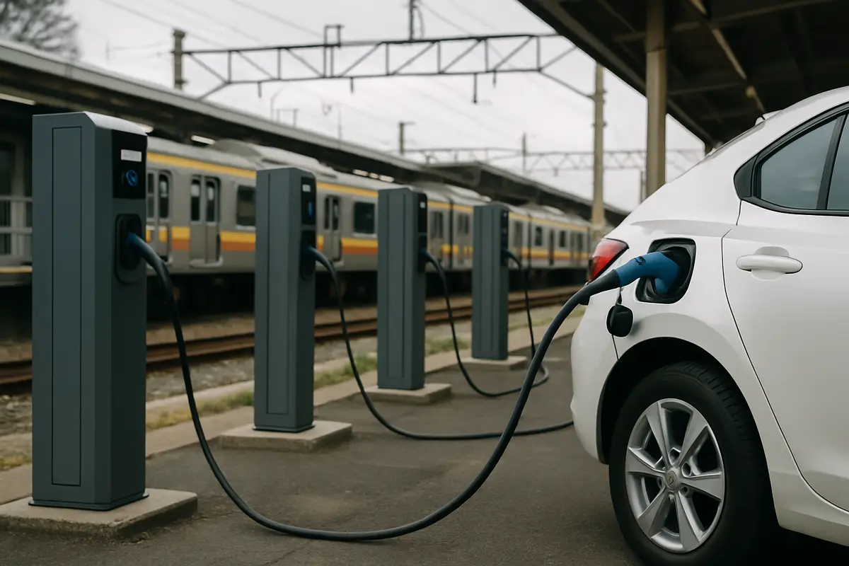 駅の近くに電気自動車の充電器が増える