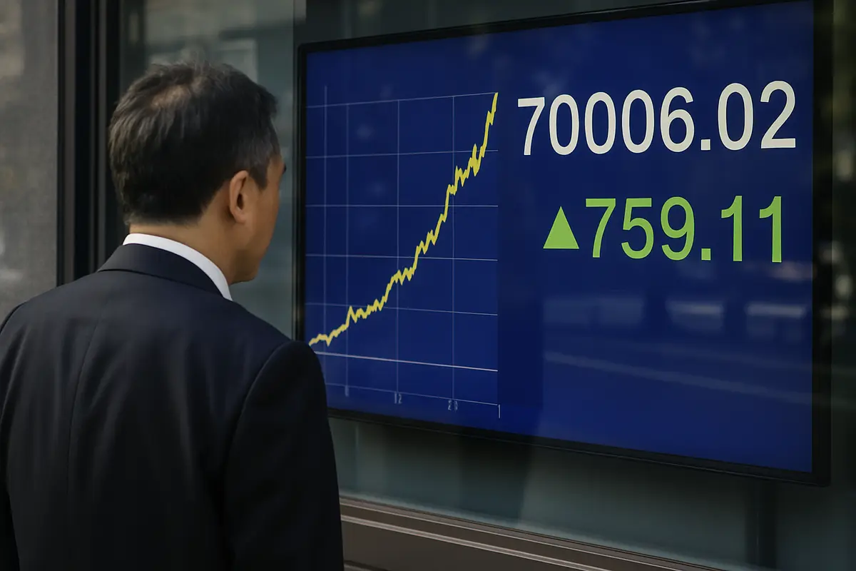 日経平均株価　初めて7万円を超える