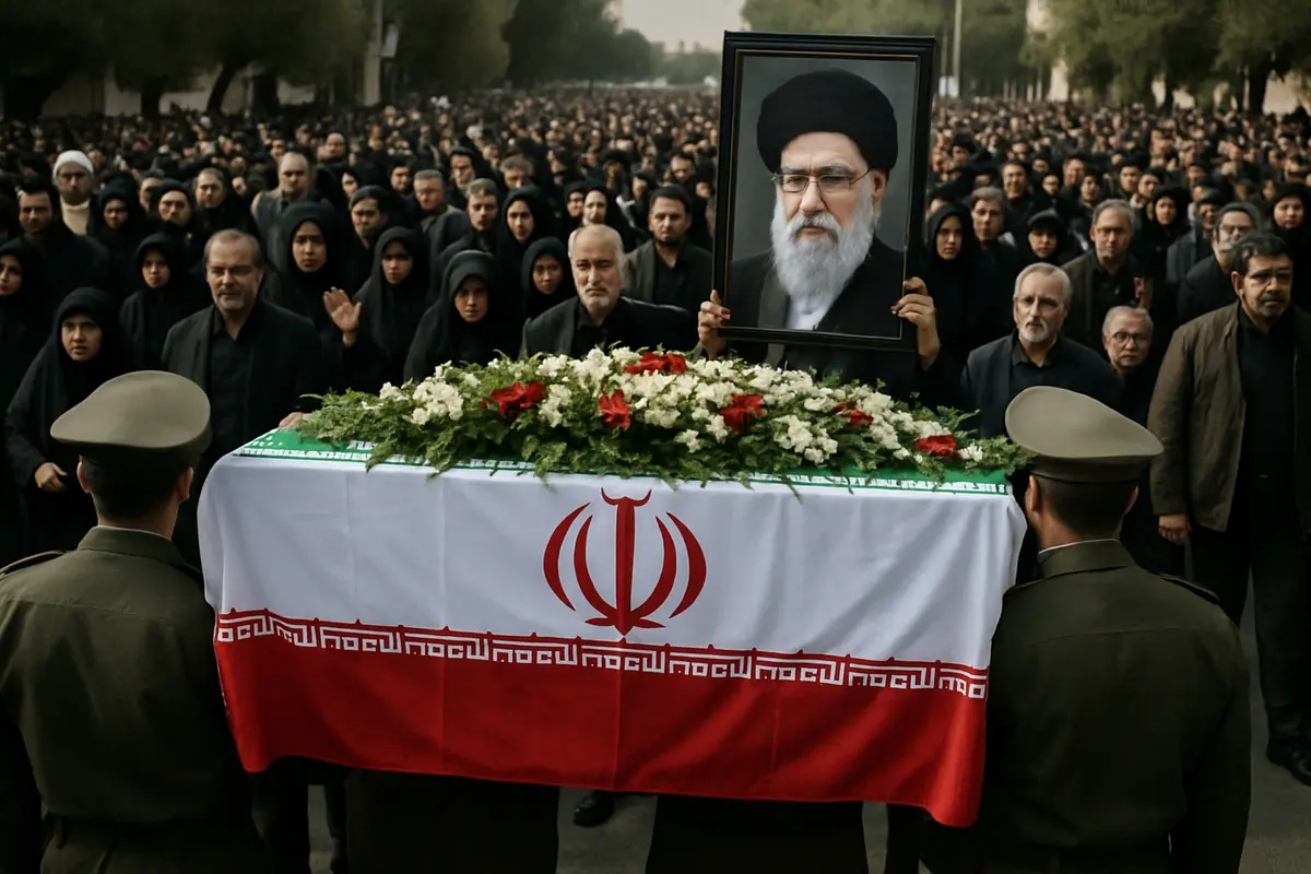 イランで前の指導者の葬式が始まる