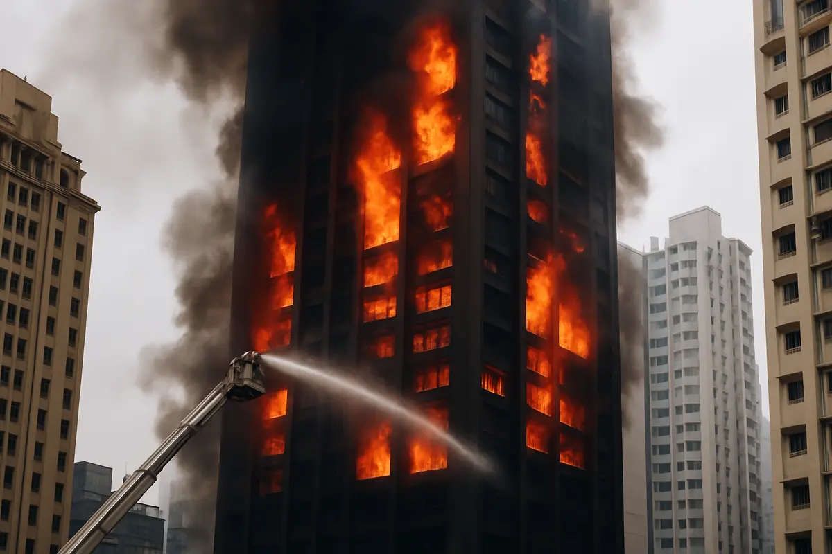 香港の高いビルで火事　50人以上が亡くなった
