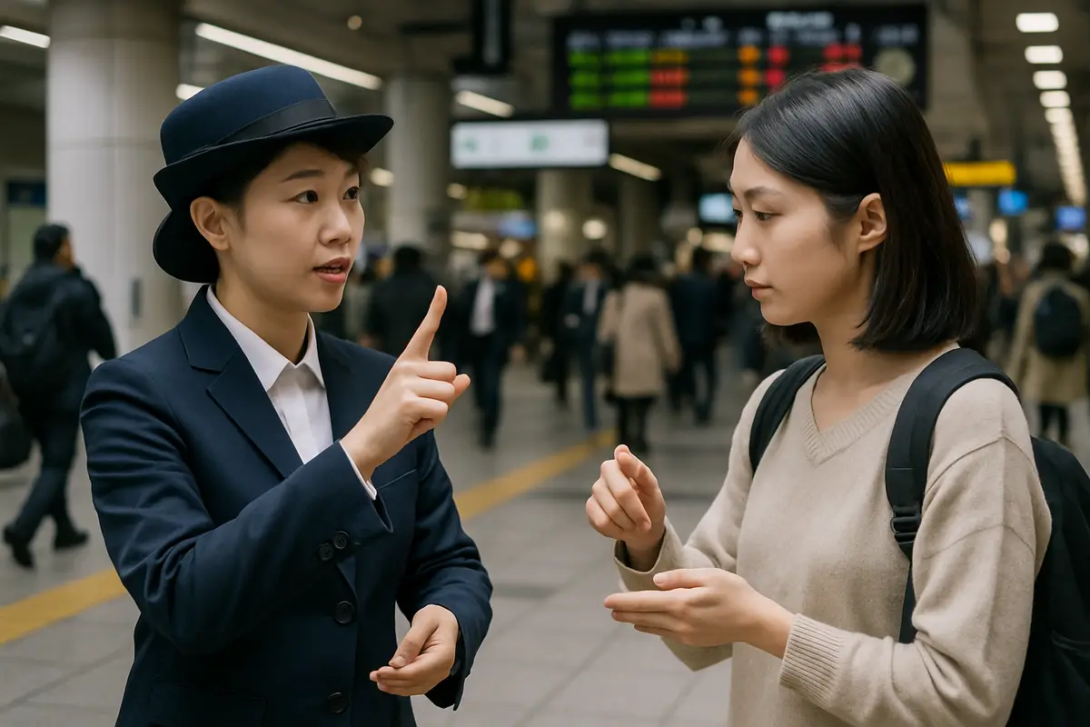 駅で手話の案内が始まる