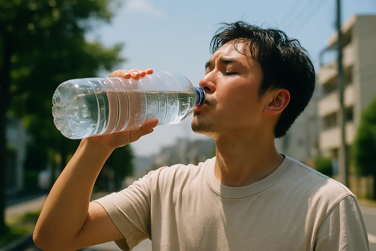 暑い日は水をたくさん飲む