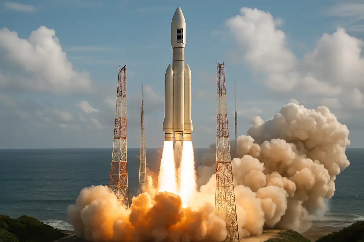 新しいロケットが衛星を宇宙へ運ぶ