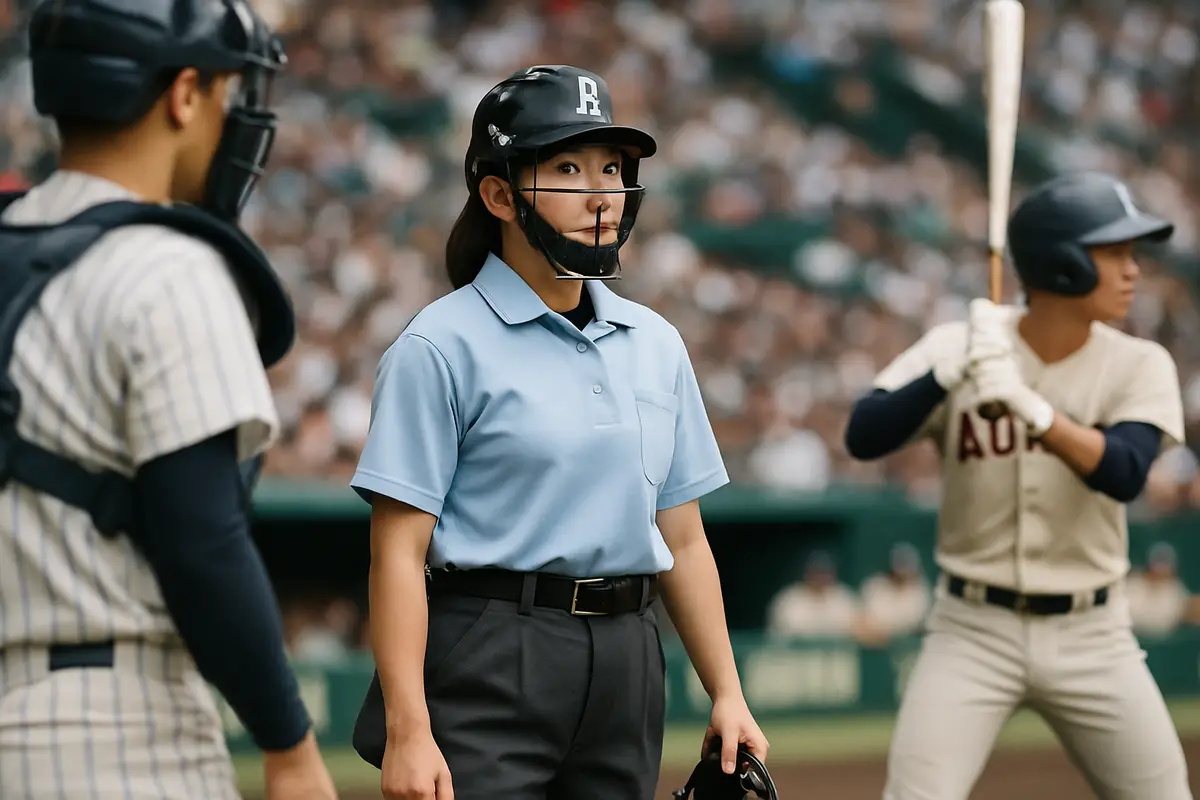 甲子園で初めて女性の審判が試合に立つ