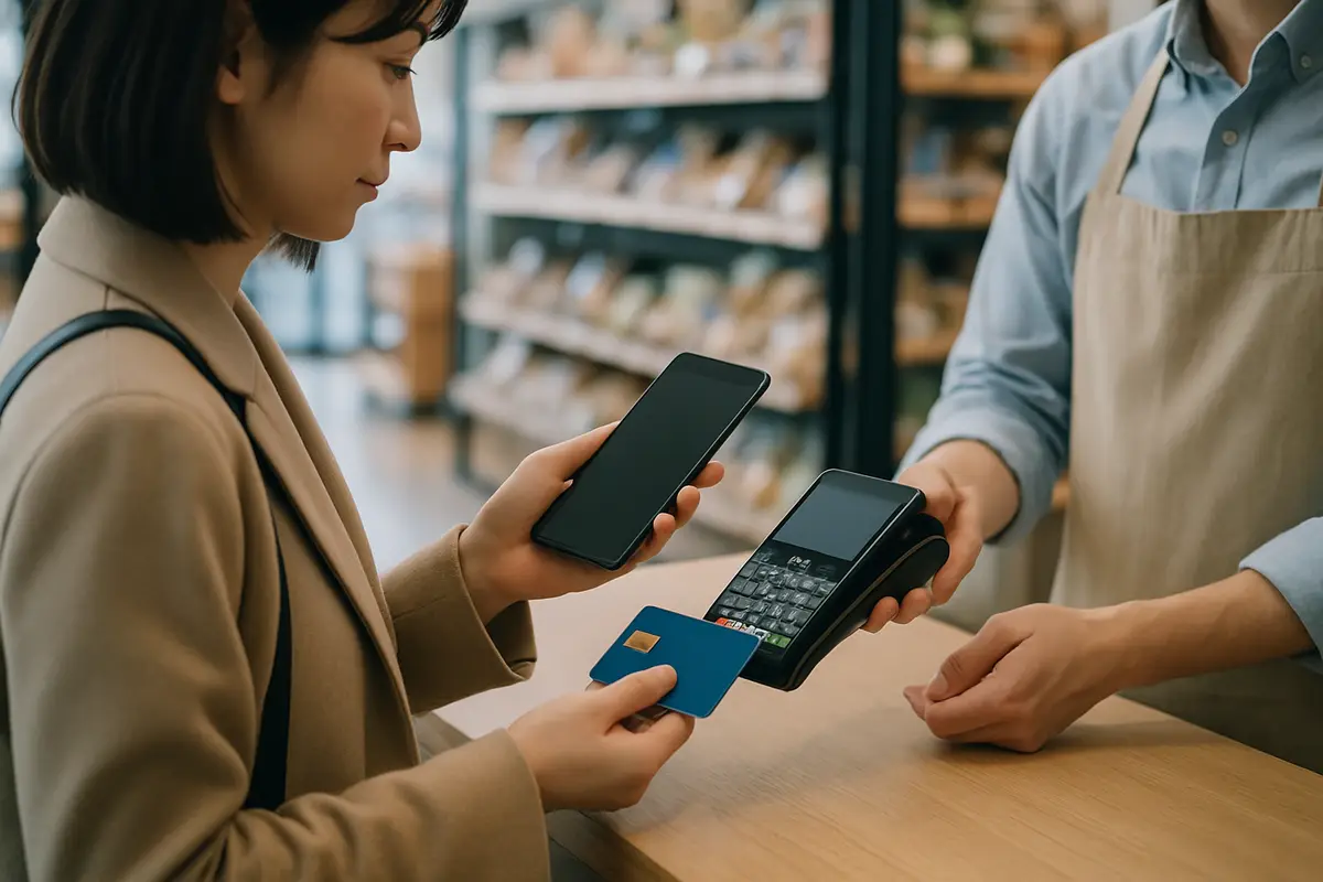 買い物でカードやスマホを使う人が増える