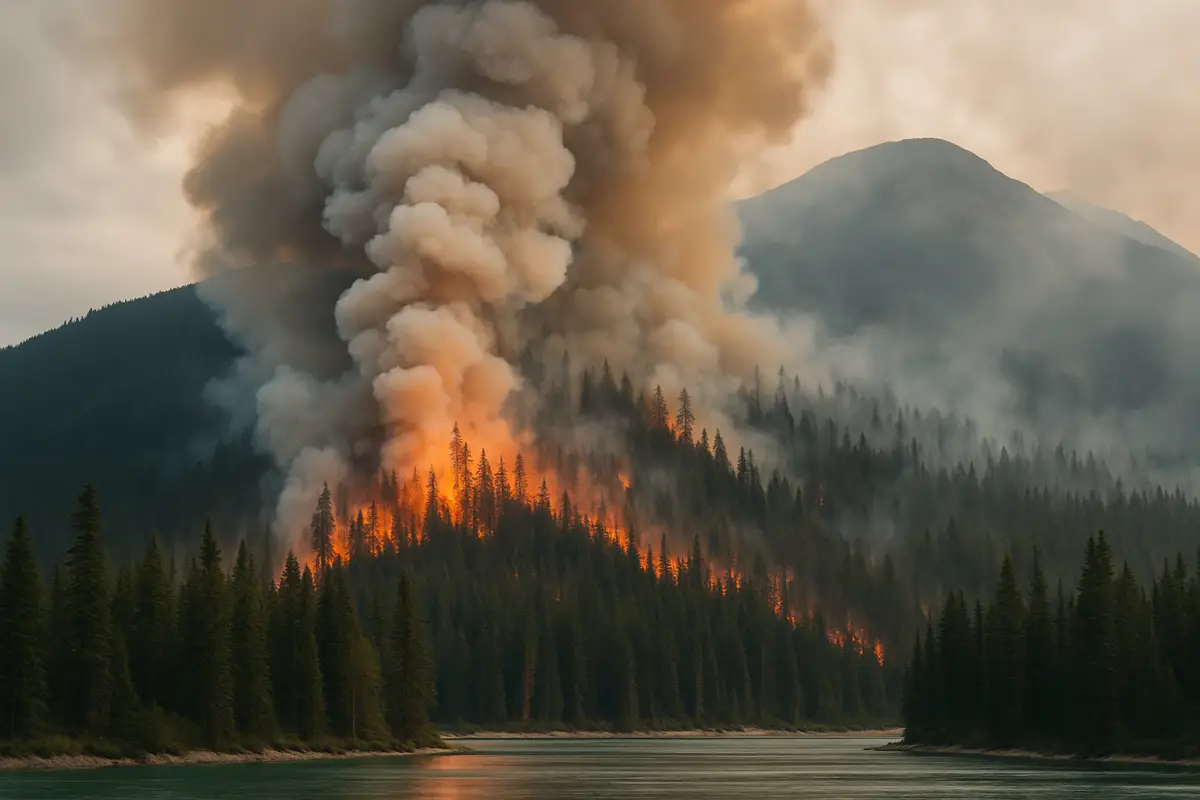 カナダの山で火事が続く