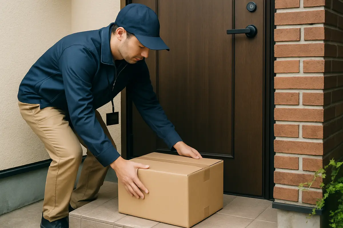 荷物を玄関に置く配達が人気