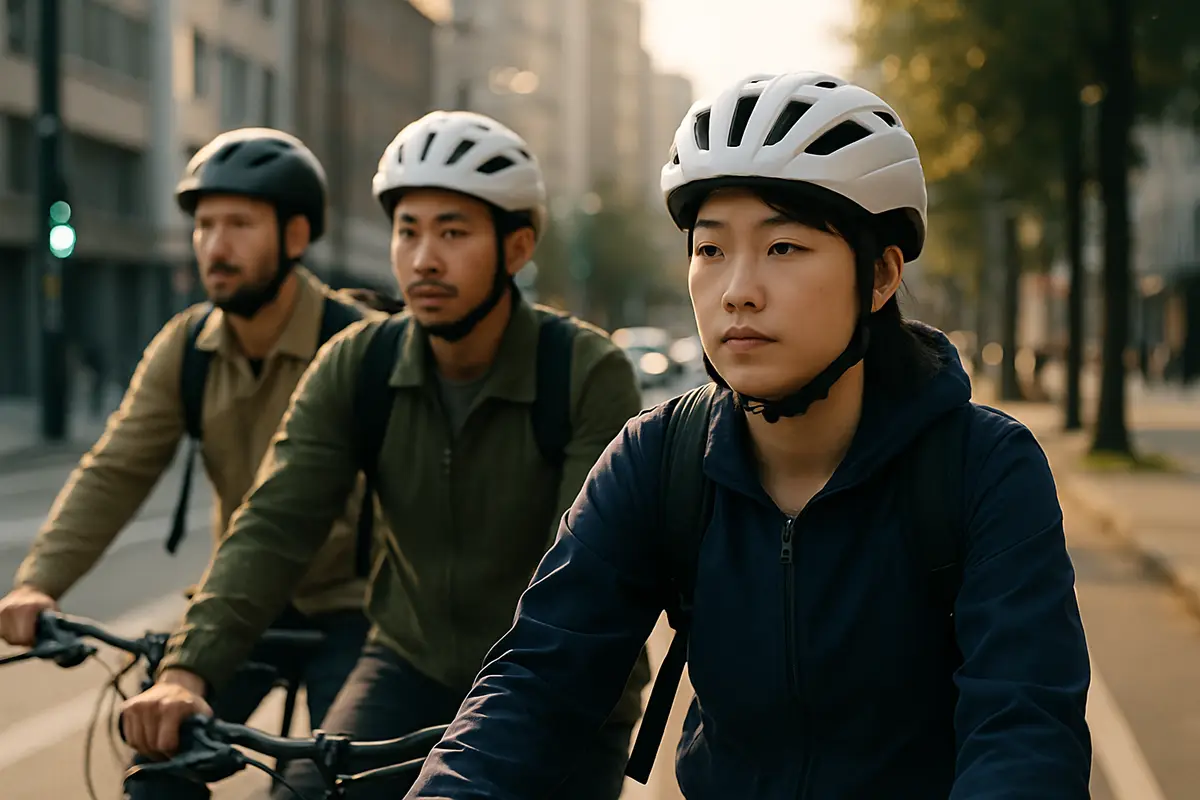 自転車のヘルメットをかぶる人が増える